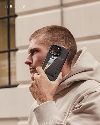 Mujjo Leather Wallet Case iPhone 15 Pro Max zwart