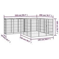 Hondenkennel 18 panelen 50 x 100 cm gepoedercoat staal zwart - thumbnail