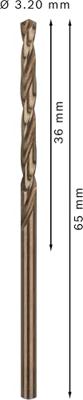Bosch Accessories 2608585877 HSS Metaal-spiraalboor 3.2 mm Gezamenlijke lengte 65 mm Kobalt DIN 338 Cilinderschacht 10 stuk(s)