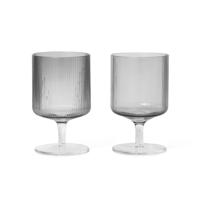 Ferm Living Ripple Wijnglas - set van 2 - Gerookt Grijs - thumbnail