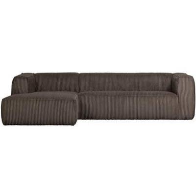 WOOOD Loungebank 'Bean' Links, Rib, kleur Mud