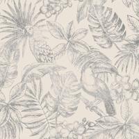 Dutch Wallcoverings Behang Escapade Toekan/Papegaai Wit/Zilver L707-09 - thumbnail