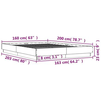 Bedframe bewerkt hout grijs sonoma eikenkleurig 160x200 cm - thumbnail