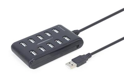 Gembird UHB-U2P10P-01 10-poorts USB 2.0 hub, zwart