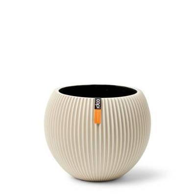 Capi nature groove bol bloempot 12x10 cm beige