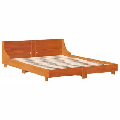 Bedframe zonder matras massief grenenhout wasbruin 150x200 cm