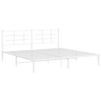 Bedframe met hoofdbord metaal wit 193x203 cm - thumbnail