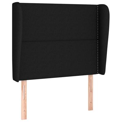 Hoofdbord met randen 83x23x118/128 cm stof zwart - thumbnail