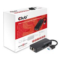 Club 3D CSV-1430 USB 3.0 3-poorts hub met Gigabit Ethernet zwart - thumbnail