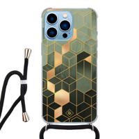 iPhone 13 Pro hoesje met koord - Kubus groen - thumbnail