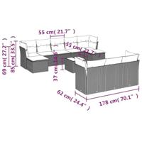 11-delige Tuinset met kussens poly rattan beige - thumbnail