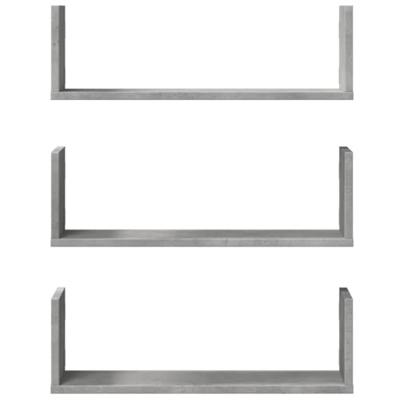 Wandschappen 3 st 58x18x18 cm bewerkt hout betongrijs