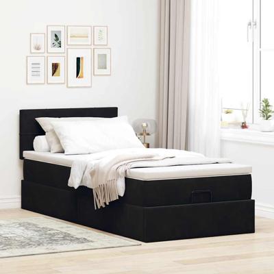 Ottoman bed met matras 80x200cm fluweel zwart