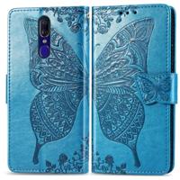 Butterfly Love bloemen reliëf horizontale Flip lederen draagtas voor OPPO F11 met houder & kaartsleuven & portemonnee & Lanyard (blauw) - thumbnail