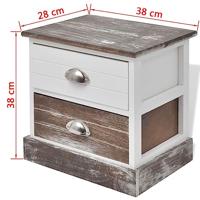 vidaXL Nachtkastjes bruin en wit 2 st - thumbnail