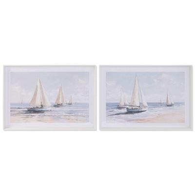 Schilderij Home ESPRIT Blauw Jacht Mediterrane 100 x 2,5 x 70 cm (2 Stuks)