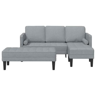 Bankstel met kussen 2 pcs Lichtgrijs Polyester