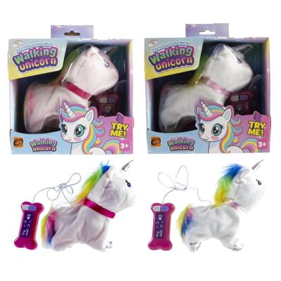 Lopende Unicorn met geluid 16cm