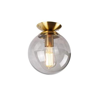 QAZQA Art deco plafondlamp messing met smoke glas - Pallon