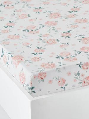 Hoeslaken babyledikant EAU DE ROSE ecru / roze