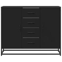 Dressoir 92x35x76 cm bewerkt hout zwart - thumbnail