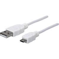 Manhattan 323987 USB-kabel USB 2.0 USB-A stekker, USB-micro-B stekker 1.00 m Wit UL gecertificeerd - thumbnail