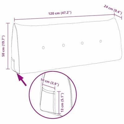 VidaXL Rugkussen rood 120 x 24 x 50 cm stof