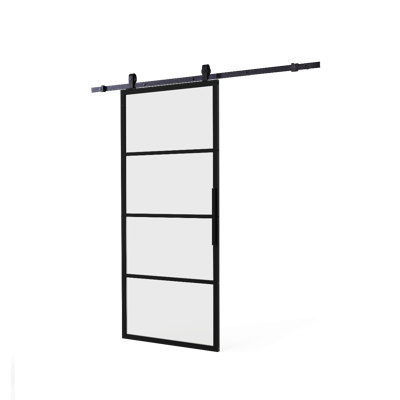 Intersteel DIY schuifdeur Cubo incl. mat glas 2150mm + zwart ophangsysteem Basic Top Intersteel DIY schuifdeur Cubo incl. mat glas 2150mm + zwart ophangsysteem Basic Top