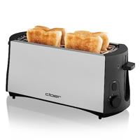 Cloer Toaster 3710 Broodrooster met dubbele lange sleuf Met geïntegreerde broodopzet Zwart, Zilver - thumbnail