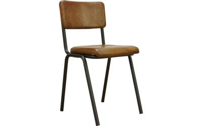 Goossens Eetkamerstoel Chaplin cognac leer leuning, urban industrieel Goossens Eetkamerstoel Chaplin cognac leer leuning, urban industrieel