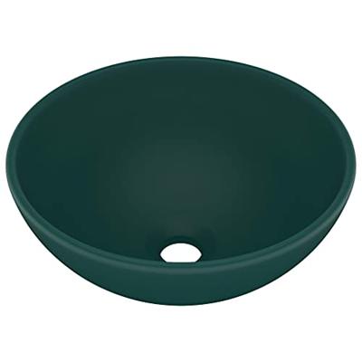VidaXL Wastafel rond 32,5x14 cm keramiek mat donkergroen