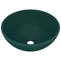 VidaXL Wastafel rond 32,5x14 cm keramiek mat donkergroen - thumbnail
