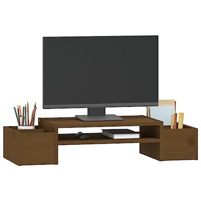 VidaXL Monitorstandaard 70x27,5x15 cm massief grenenhout honingbruin