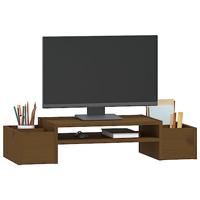 Monitorstandaard 70x27,5x15 cm massief grenenhout honingbruin - thumbnail