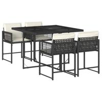 5-delige Tuinset met kussens poly rattan zwart - thumbnail