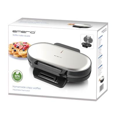 EMERIO WM-123356 Dubbel wafelijzer Anti-aanbaklaag, BPA-vrij, Traploze temperatuurregeling RVS, Zwart