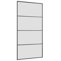 Schuifdeur met beslagset 102,5x205 cm ESG glas zwart - thumbnail