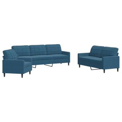 3-delige Loungeset met kussens fluweel blauw