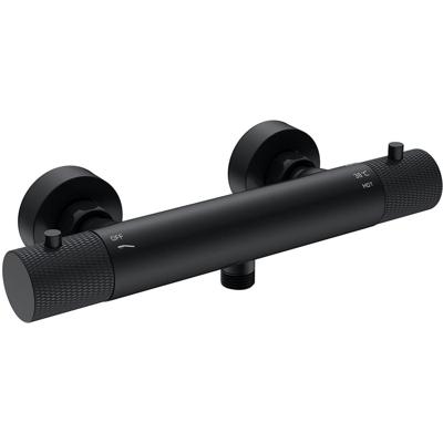 Wiesbaden Ribbd Thermostatische Douchemengkraan - Hartafstand 15 cm - Mat Zwart