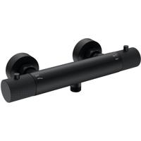 Wiesbaden Ribbd Thermostatische Douchemengkraan - Hartafstand 15 cm - Mat Zwart - thumbnail