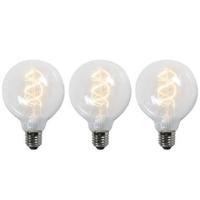 LUEDD Set van 3 E27 LED gedraaid filament lampen G95 helder 5W 400 lm - thumbnail