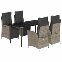 5-delige Tuinset met kussens poly rattan grijs - thumbnail