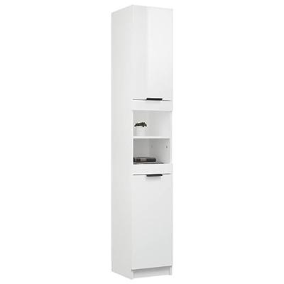 Badkamerkast 32x34x188,5 cm bewerkt hout hoogglans wit