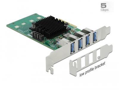 Delock 89048 PCI Express x4-kaart naar 4 x externe USB 3.0 Quad Channel - Low Profile Form Factor - thumbnail