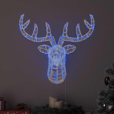 VidaXL Hertenkop met 140 led blauw 68 x 36,5 x 62,5 cm acryl