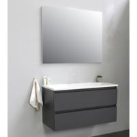 On-Line Badkamermeubelset - 100 cm - Voorgemonteerd - Acryl Wastafel - zonder Kraangat - Spiegel - Mat Antraciet - thumbnail