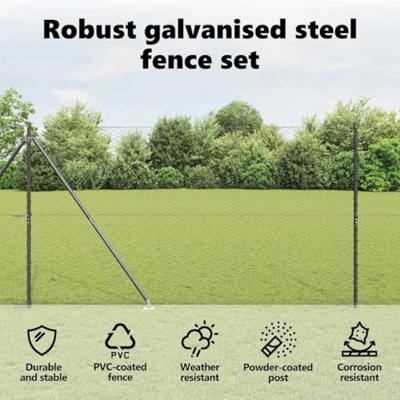 VidaXL Afrasteringspaal grijs 10 x 1,5 m (36 mm gaas) staal en pvc VidaXL Afrasteringspaal grijs 10 x 1,5 m (36 mm gaas) staal en pvc