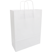 Tas | Kraftpapier | gedraaid papieren koord | 32x 12x41cm | draagtas | wit | 100 stuks - thumbnail