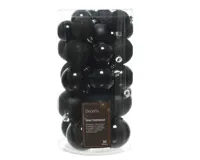 30 onbreekbare kerstballen mixkoker zwart - thumbnail