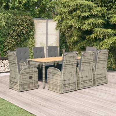 9-delige Tuinset met kussens poly rattan grijs